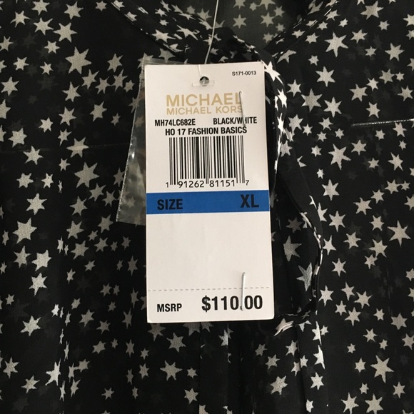 • michael kors night sky tie neck blouse • - Picture 4 of 9